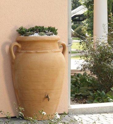 Antique wall (flat back) amphora terracotta water butt – 260 litre capacity